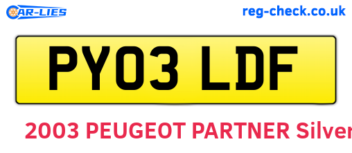 PY03LDF are the vehicle registration plates.