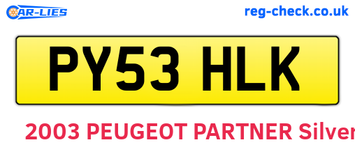 PY53HLK are the vehicle registration plates.