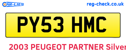 PY53HMC are the vehicle registration plates.