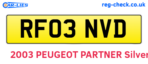 RF03NVD are the vehicle registration plates.