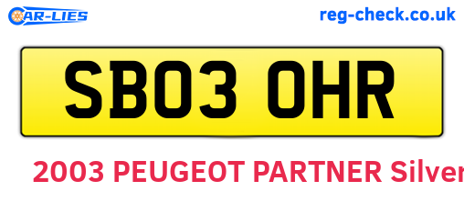 SB03OHR are the vehicle registration plates.