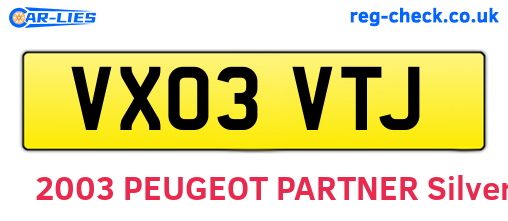 VX03VTJ are the vehicle registration plates.
