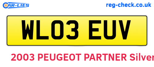 WL03EUV are the vehicle registration plates.