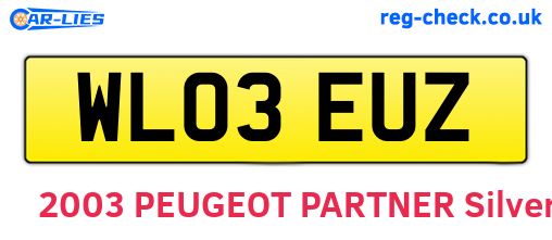 WL03EUZ are the vehicle registration plates.