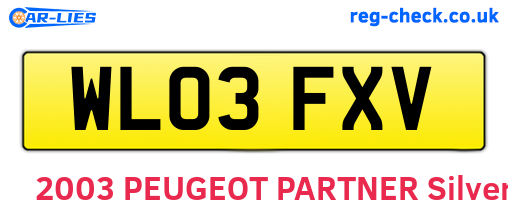 WL03FXV are the vehicle registration plates.