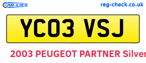 YC03VSJ are the vehicle registration plates.