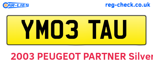 YM03TAU are the vehicle registration plates.