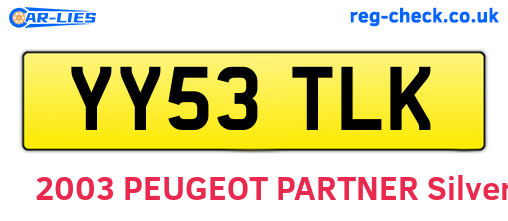 YY53TLK are the vehicle registration plates.