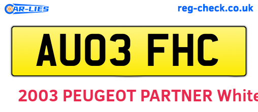 AU03FHC are the vehicle registration plates.