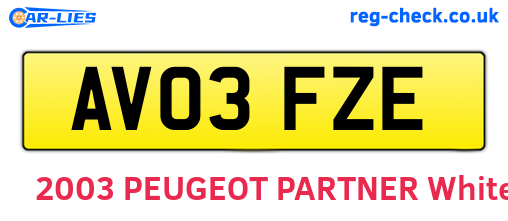 AV03FZE are the vehicle registration plates.