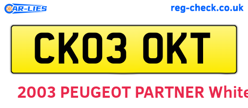 CK03OKT are the vehicle registration plates.