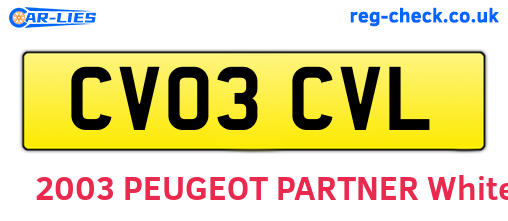 CV03CVL are the vehicle registration plates.