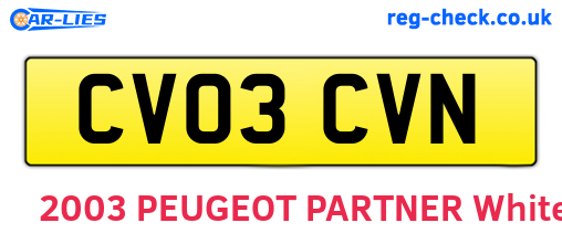 CV03CVN are the vehicle registration plates.