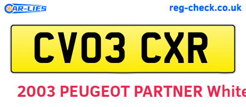 CV03CXR are the vehicle registration plates.