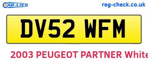 DV52WFM are the vehicle registration plates.