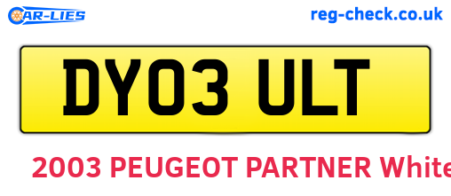 DY03ULT are the vehicle registration plates.