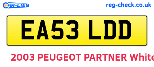 EA53LDD are the vehicle registration plates.