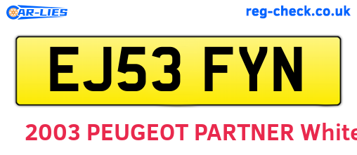 EJ53FYN are the vehicle registration plates.