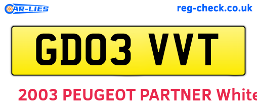 GD03VVT are the vehicle registration plates.