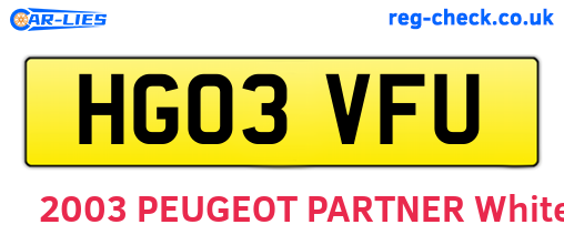 HG03VFU are the vehicle registration plates.