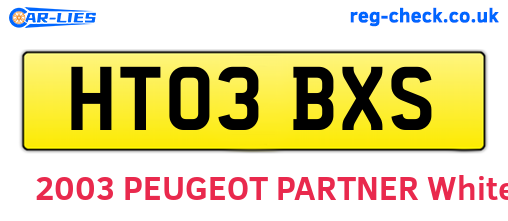 HT03BXS are the vehicle registration plates.