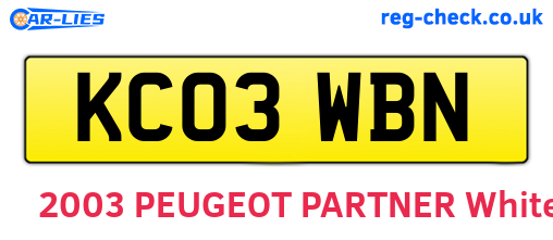 KC03WBN are the vehicle registration plates.
