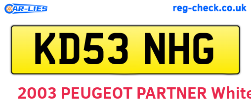 KD53NHG are the vehicle registration plates.