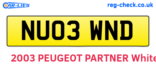 NU03WND are the vehicle registration plates.