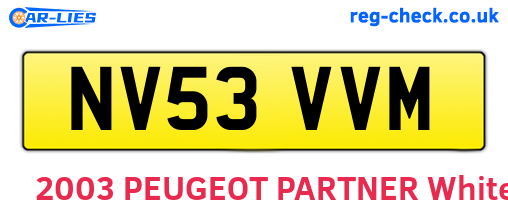 NV53VVM are the vehicle registration plates.