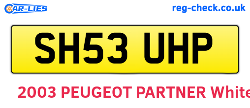 SH53UHP are the vehicle registration plates.