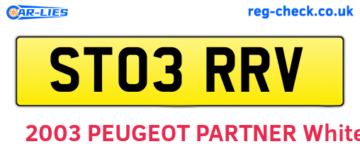 ST03RRV are the vehicle registration plates.