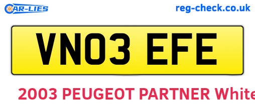 VN03EFE are the vehicle registration plates.