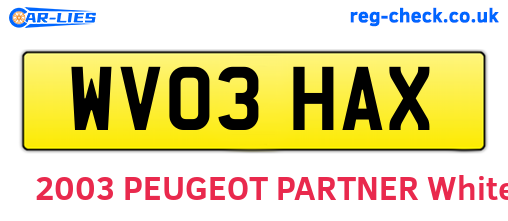 WV03HAX are the vehicle registration plates.