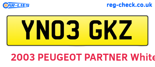 YN03GKZ are the vehicle registration plates.