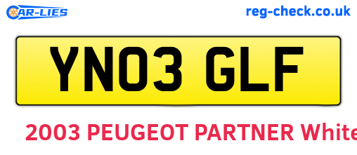 YN03GLF are the vehicle registration plates.