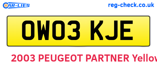 OW03KJE are the vehicle registration plates.