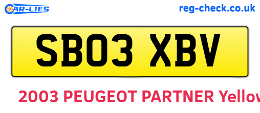 SB03XBV are the vehicle registration plates.