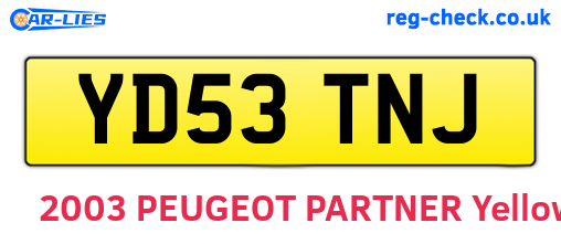 YD53TNJ are the vehicle registration plates.