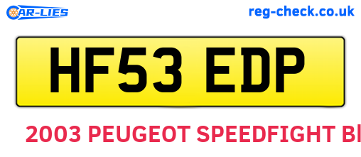HF53EDP are the vehicle registration plates.