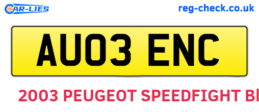 AU03ENC are the vehicle registration plates.