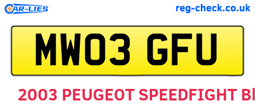 MW03GFU are the vehicle registration plates.