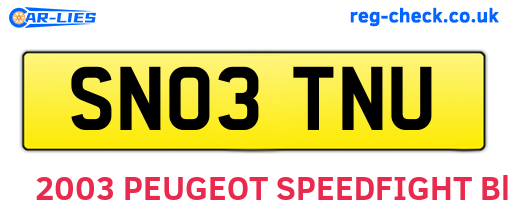 SN03TNU are the vehicle registration plates.