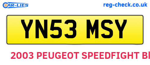 YN53MSY are the vehicle registration plates.