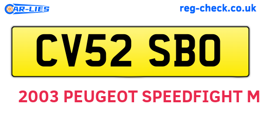 CV52SBO are the vehicle registration plates.