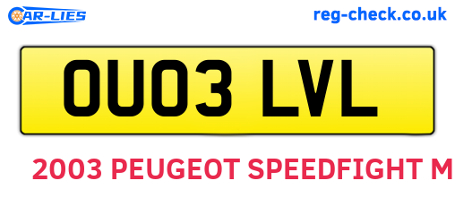 OU03LVL are the vehicle registration plates.