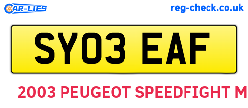 SY03EAF are the vehicle registration plates.