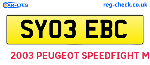 SY03EBC are the vehicle registration plates.