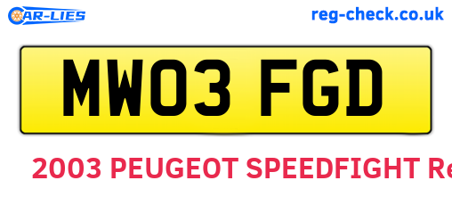 MW03FGD are the vehicle registration plates.