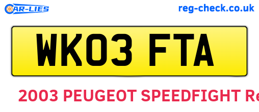 WK03FTA are the vehicle registration plates.
