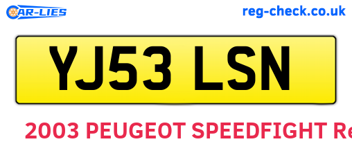 YJ53LSN are the vehicle registration plates.